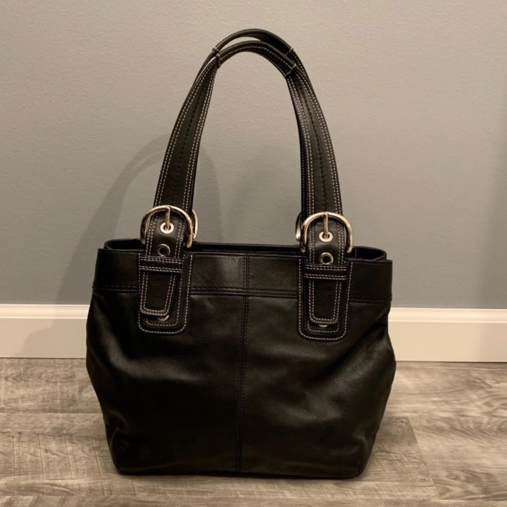 Coach Soho Pleated Black Soft Bag Tote - Picture 3 of 8